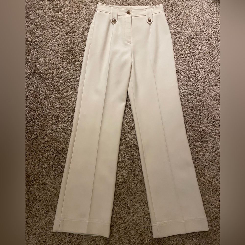 Sezane Soft Cream High-Waist Wide-Leg Trousers - Picture 5 of 14